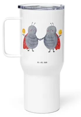 Produktbild von Mr. & Mrs. Panda thermosbecher Sternzeichen Zwilling - Weiß - Geschenk, Thermobecher, Zwillingsschwester, Zwillingsbruder, Mehrwegbecher, Kaffee-to-go-Becher, Marienkäfer