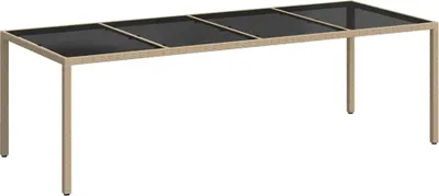 Produktbild von vidaXL Gartentisch Beige 250x100x75 cm Hartglas und Poly Rattan