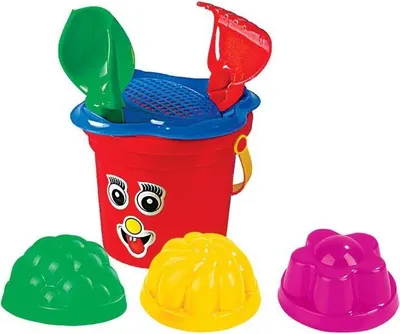Produktbild von POLESIE Sandspielzeug Set, 7-teilig, mit Eimer, Schaufel, Rechen und Förmchen, klein