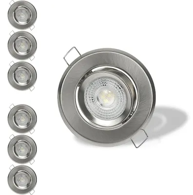 LED-Inbouwspot 6er-Set, 7W, 6000K, dimmbar, IP44, verchromt