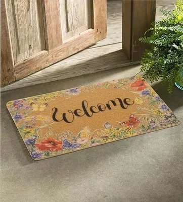 Fußmatte Blumenmuster Kokosfaser 43x74 cm rutschfest