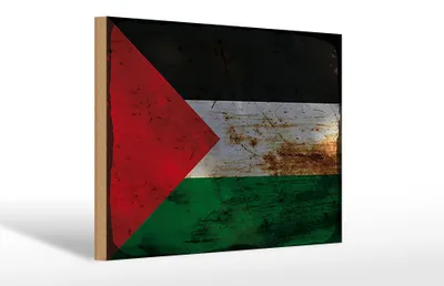 Produktbild von Holzschild Flagge Palästina 30x20cm Flag Palestine Rost