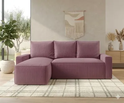 Produktbild von CORNERO Ecksofa mit Schlaffunktion HAVANA in L-Form Sofa mit Schlaffunktion und Bettkasten EckcouchEcksofa L-Form Dunkelrosa Ottomane links