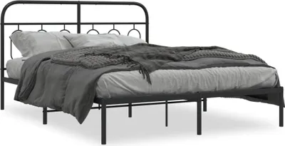 Produktbild von vidaXL Bettgestell mit Kopfteil Metall Schwarz 140x200 cm