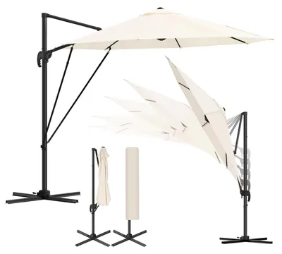 Produktbild von Garten-Sonnenschirm - Balkonschirm - 3 m - Kurbel - 360° Drehbar - 5 Neigungsstufen - UV-Schutz 50+ - Beige