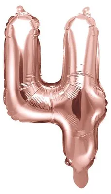 Zdjęcie produktu dla Balon foliowy Cyfra '4', 35cm, różowe złoto