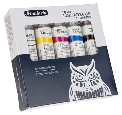 Image de Kit de linogravure comprenant 5 couleurs en tubes