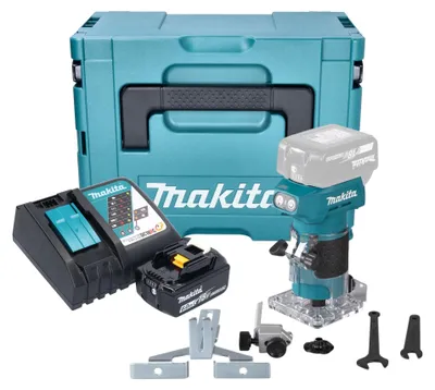 Image de Makita DRT 52 RG1J Affleureuse sans fil 18 V 6 mm Brushless + 1x batterie 6,0 Ah + chargeur + Makpac