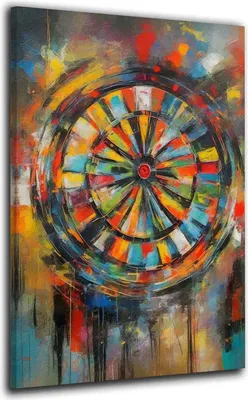 Produktbild von abstrakt Dartscheibe Darts Leinwandbild Wandbild für Wohnzimmer Kunst: 80x120x2cm