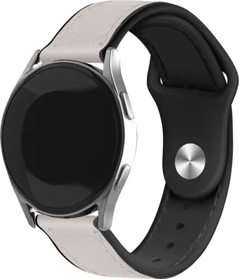 Produktbild von Strap-it-Armband Leder – Leder/Silikon-Hybridarmband Samsung Galaxy Watch 7 (40&44 mm) / Watch 6 (Classic) / Watch 5 (Pro) / Watch 4 (Classic) / Watch FE – weiß