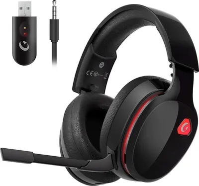 Produktbild von Kabelloses Gaming Headset 2,4 GHz & BT 5.2, abnehmbares Mikrofon mit Geräuschunterdrückung, 3,5 mm Kabelmodus, kompatibel mit PS5, PC,Mac,Switch, Xbox
