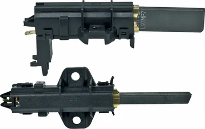 Two carbon brush holders with carbon brushes attached, shown against a white background.