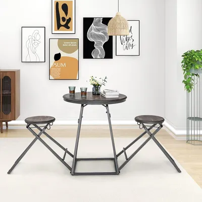 Obrázek produktu pro Barový set - Skládací barový stolek - Sada barových židlí - Barový nábytek do kuchyně - Kompaktní jídelní set - Úsporný design