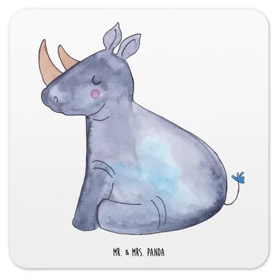 Produktbild von Mr. & Mrs. Panda Untersetzer Set Einhorn Nashorn 15er Set - Weiß - Geschenk, Kunststoff, Unicorn, Tischuntersetzer, Regenbogen, Coaster, für Gläser, Zoo, Glitzer, Lustig