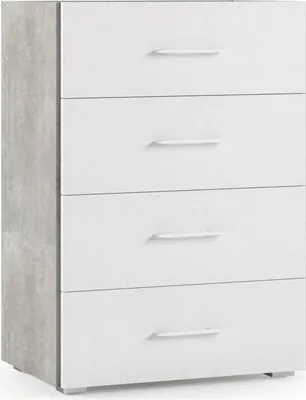 Produktbild von Schubladen Dmagli, Kommode mit 4 Schubladen für Schlafzimmer, Mehrzweckschrank für Büro oder Studio, 60x41h87 cm, Beton und Weiß