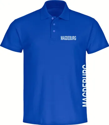 Produktbild von multifanshop Poloshirt - Magdeburg - Brust & Seite, blau, Größe L
