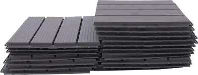 Immagine prodotto di Piastrelle per patio - Piastrelle a incastro - 22 pezzi 30,5 x 30,5 cm - Polipropilene (PP) - Impermeabile - Per interni ed esterni - Grigio chiaro