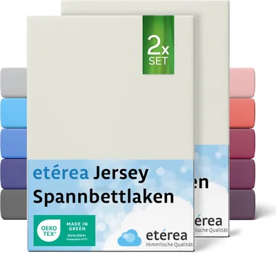 Immagine prodotto di set di 2 lenzuola in jersey nature 80x160 cm - 80x180 cm - ETÉREA Lenzuola in jersey 100% cotone - dimensioni 80x160 cm - 80x180 cm - colore nature
