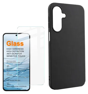 Immagine prodotto di Custodia per cellulare + vetro protettivo 9H per Samsung Galaxy A27 5G - Set con cover in TPU - Nero