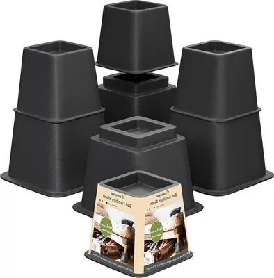 Productafbeelding van Famanu meubel- en bedverhogers - 3, 5 of 8 inch - veelzijdig - robuust - draagvermogen 250 kg - set van 8 - zwart