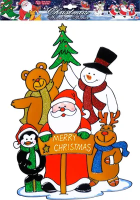 Produktbild von FENSTERAUFKLEBER WEIHNACHTSMANN FAMILIE 40 cm