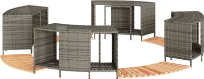 Produktbild von Whirlpool-Umrandung Grau Poly Rattan und Massivholz Akazie