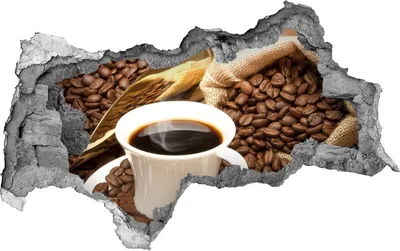 Produktbild von Selbstklebender Loch-3D-Aufkleber 95x73 cm Tasse Kaffee