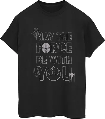 Produktbild von Star Wars - "The Mandalorian May The Force" T-Shirt für Damen BI46018 (S) (Schwarz)
