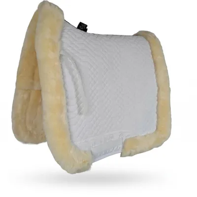 Produktbild von Engel Reitsport Lammfell Schabracke SCHABRA3 Fellrand rundherum Fell unten komplett Weiss Med./Natur D (Dressur)