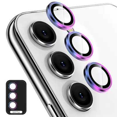 Produktbild von Für Samsung Galaxy S24 Plus Aluminium Ring Kamera + H9 Tempered Hart Glas Bunt
