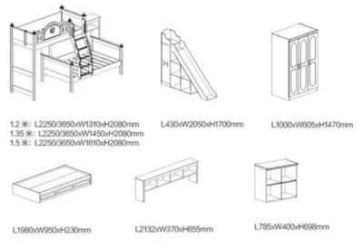 Produktbild von Kinderbett Holz weiß mit Rutsche Etagenbett Stockbett Doppelstockbett