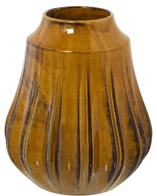 Keramik-Tafelvase, reaktiv gelb, glänzend, 21x24 cm