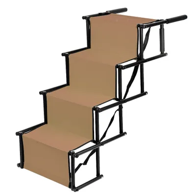 Produktbild von Hundetreppe klappbar Auto Hunde Treppen Haustiertreppe Hunderampe braun