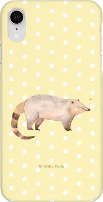 Produktbild von Mr. & Mrs. Panda Iphone XR Handyhülle Nasenbaer - Gelb Pastell - Geschenk, Premium Kunststoff, Rüsselbär, Bär, Nasenbären, Lustige Sprüche, Nasenbär, Handy Case