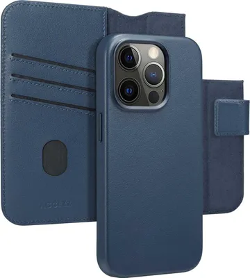 Zdjęcie produktu dla Accezz Leather Bookcase 2-w-1 z MagSafe dla Apple iPhone 15 Pro - Nightfall Blue