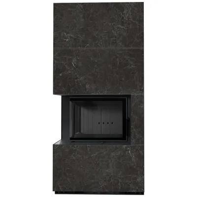 Produktbild von Kaminbausatz KRATKI FLOKI BOX links 8 kW Ø 160 Quarzsinter NATURALI NERO GRECO schwarz Verkleidung