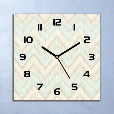 Produktbild von Wanduhr Echt-Glas-Küchenuhr Bunte Zickzack Quarz Lautlos 30x30 Deko Bilder