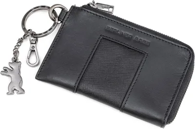Produktbild von Kompaktes Lederportemonnaie mit Schlüsselhalter und RFID-Schutz in Schwarz