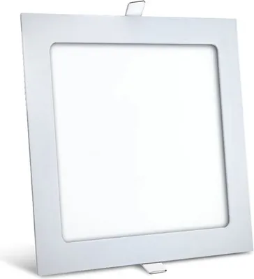 A square, ultra-slim LED panel light with a white frame and a white diffuser.