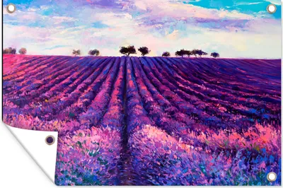 Produktbild von MuchoWow® 60x40 cm Outdoor-Poster Gartendeko Sichtschutz Garten Poster für den Garten  Ölfarbe - Malerei - Blumen