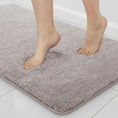 Produktbild von Dariana Kieselgur Badematte Comfort 60x50 cm Hellgrau - Rutschfester Diatomit Badvorleger, Schnelltrocknend