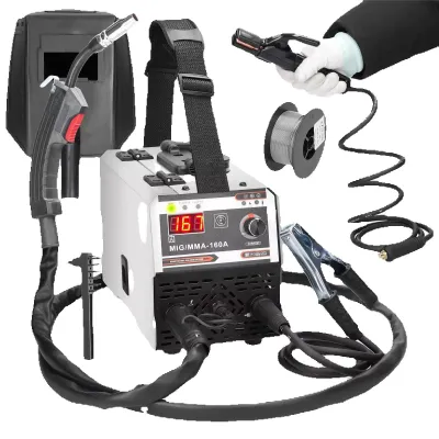 Produktbild von Schweißgerät - MIG MMA 120A - IGBT DC Inverter - Gas- und Elektroden Schweißen - Einstellbarer Schweißstrom 120A - Automatischer Drahtvorschub - EU-Stecker Komplett Set
