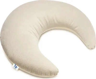 Obrázok produktu pre Pepi Plyšový vankúš v tvare mesiaca - ručne šitý antialergický vankúš 46 × 40 cm - mäkký detský vankúš Dekoračný vankúš pre bábätká Plyšový mesiac - Luna Cappucino