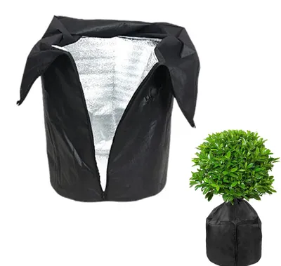 Image de Protection hivernale pour plantes en pot, housse de protection pour plantes en pot, housse isolante pour plantes en pot, protection hivernale pour plantes, housse de protection pour plantes en pot avec cordon de serrage 50 × 45 cm
