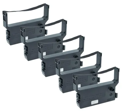 Produktbild von vhbw 5x Farbband Schriftband kompatibel mit Casio KP 300 Nadeldrucker, Bondrucker - Schwarz