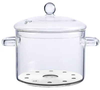 Image de Casserole en verre de 1,5 litre, avec couvercle, compatible induction, idéale pour les soupes
