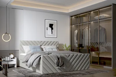 Produktbild von Emoebel24 Polsterbett 120x200 cm mit Stauraum – Modernes Designerbett mit Samtbezug & hohem Kopfteil – Grau Schlafzimmermöbel SATURN