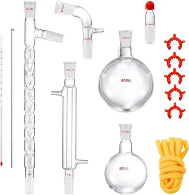 Produktbild von Laboratoriumdestillatieset, 1000 ml, Glaswerkset, 14-teilig, 24/40 Aanschluss, für Labor- und Forschungsanwendungen