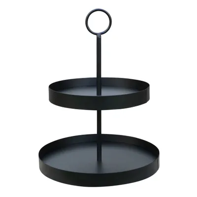 Produktbild von Etagere LENJA schwarz aus Metall modernes Design 2-stöckige Metalletagere