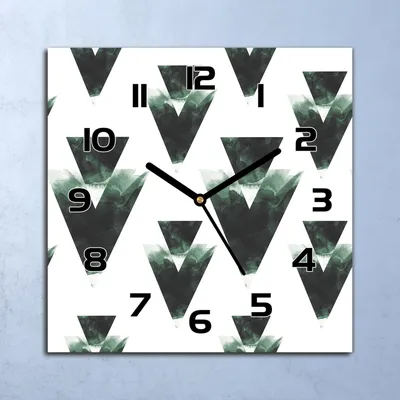 Produktbild von Wanduhr Echt-Glas-Küchenuhr Doppeldreiecke Grün Quarz 30x30 Deko Bilder